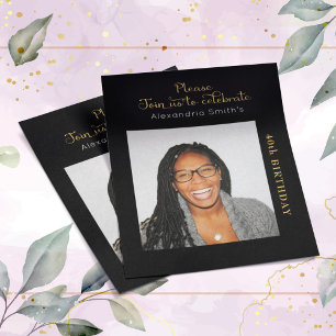 Lámina Foto Presupuesto 40 Invitación de cumpleaños Oro N