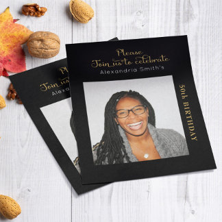 Lámina Foto Presupuesto 50 Invitación de cumpleaños Oro N