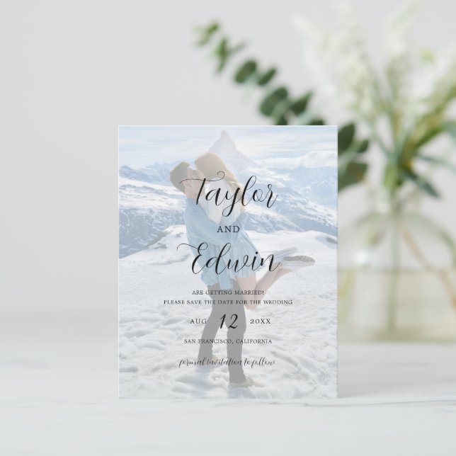 Lámina Foto Simple Boda Presupuestaria Moderna Guardar La (Anverso de pie)