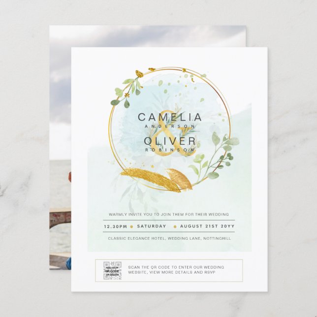 Lámina FOTOGRAFÍA DEL PRESUPUESTO Boda Invitación QR CÓDI (Anverso / Reverso)