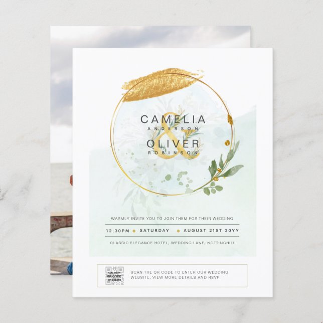 Lámina FOTOGRAFÍA DEL PRESUPUESTO Boda Invitación QR CÓDI (Anverso / Reverso)