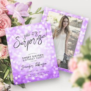 Lámina Fotografía Luces Púrpura Sorpresa Dulce 16 Invitac