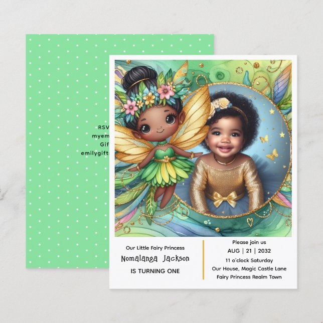 Lámina Fotos Cumpleaños de la pequeña hada negra africana (Anverso / Reverso)