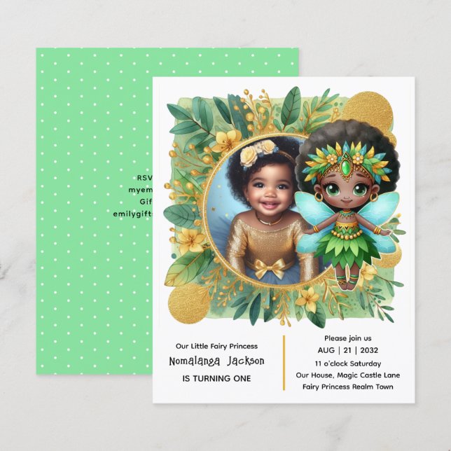 Lámina Fotos Cumpleaños de la pequeña hada negra africana (Anverso / Reverso)