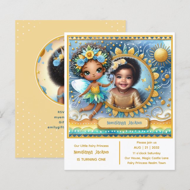 Lámina Fotos cumpleaños de la pequeña princesa africana d (Anverso / Reverso)
