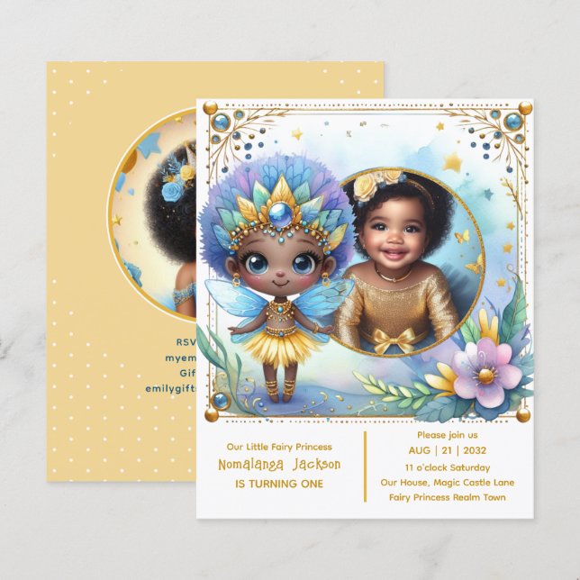 Lámina Fotos cumpleaños de la pequeña princesa africana d (Anverso / Reverso)