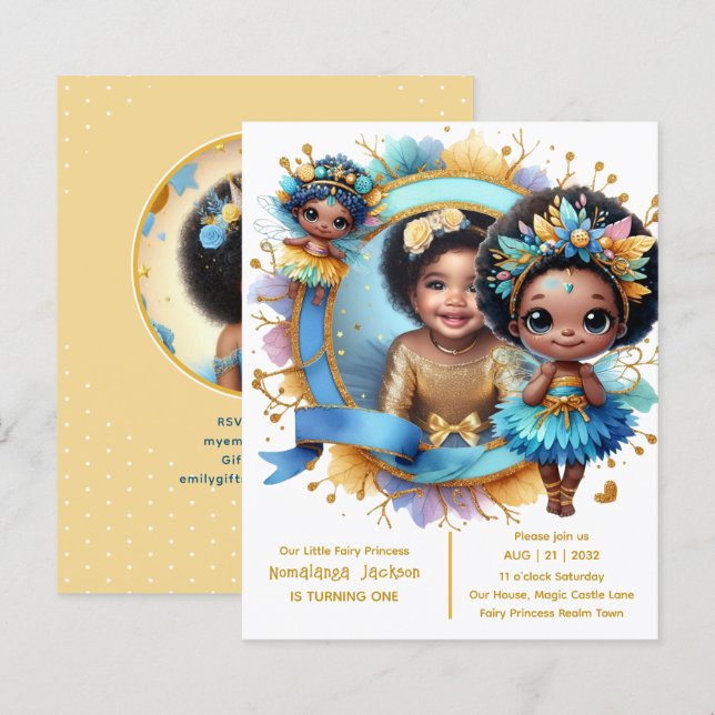 Lámina Fotos cumpleaños de la pequeña princesa africana d (Anverso / Reverso)