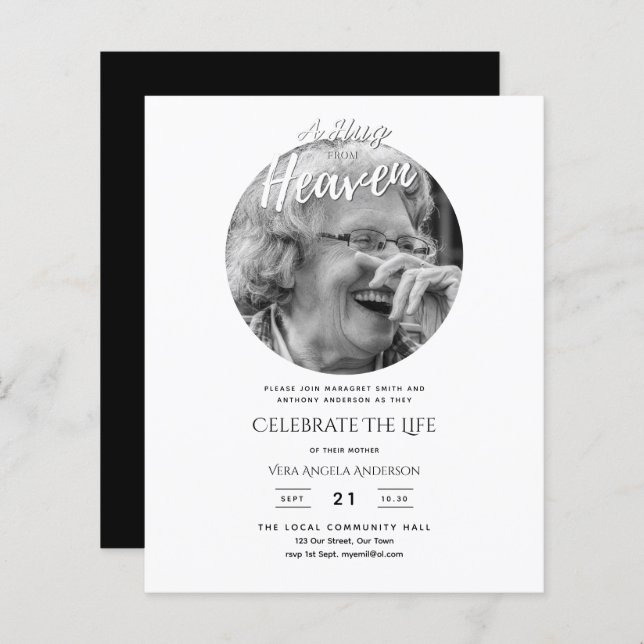 Lámina Fotos del cielo celebración del funeral de vida (Anverso / Reverso)