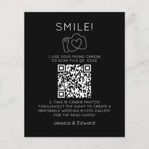 Lámina Fotos memorables Código Qr Moda negra Boda moderno