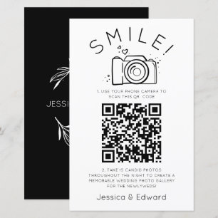 Lámina Fotos memorables Código Qr Moda negra Boda moderno