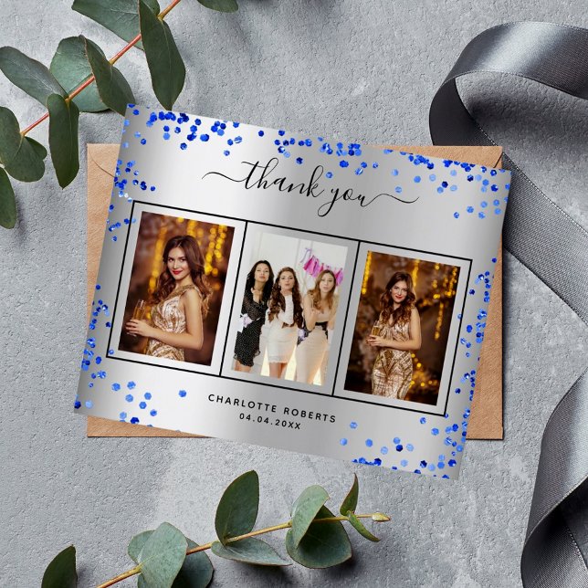 Lámina Fotos reales de cumpleaños de presupuesto azul gra (Subido por el creador)