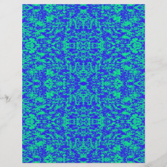Lámina Fractal abstracto en azul y verde (Anverso)