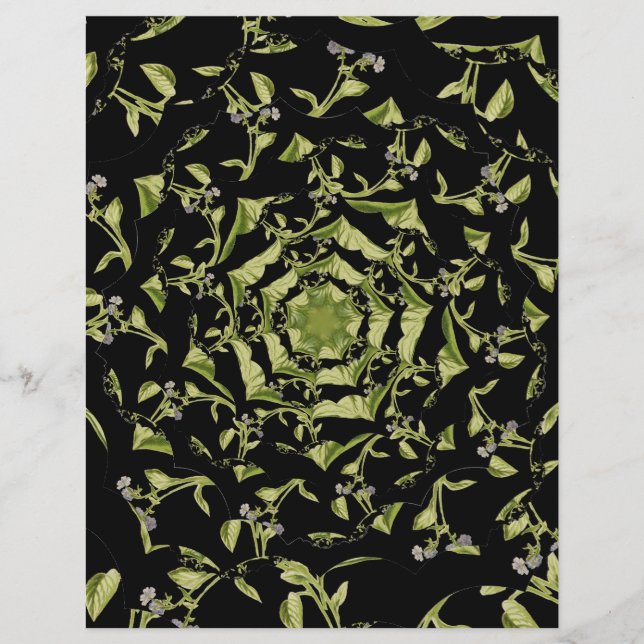 Lámina Fragmento de naturaleza verde y negra Papel de lib (Anverso)