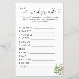 Lámina Fragmento de palabras de Bear Baby Shower