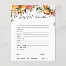 Lámina Fragmento de palabras del bebé | Juego Baby Shower