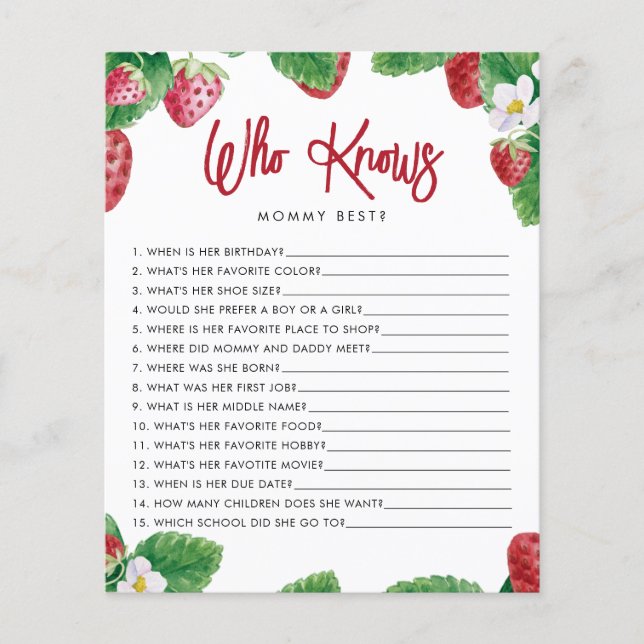 Lámina Fresa Berry Sweet que conoce a mamá del juego (Anverso)