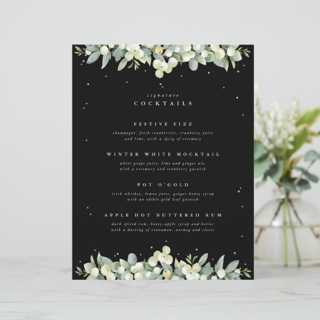 Lámina Fresa negra + barra de bebidas Boda Eucalyptus (Anverso de pie)