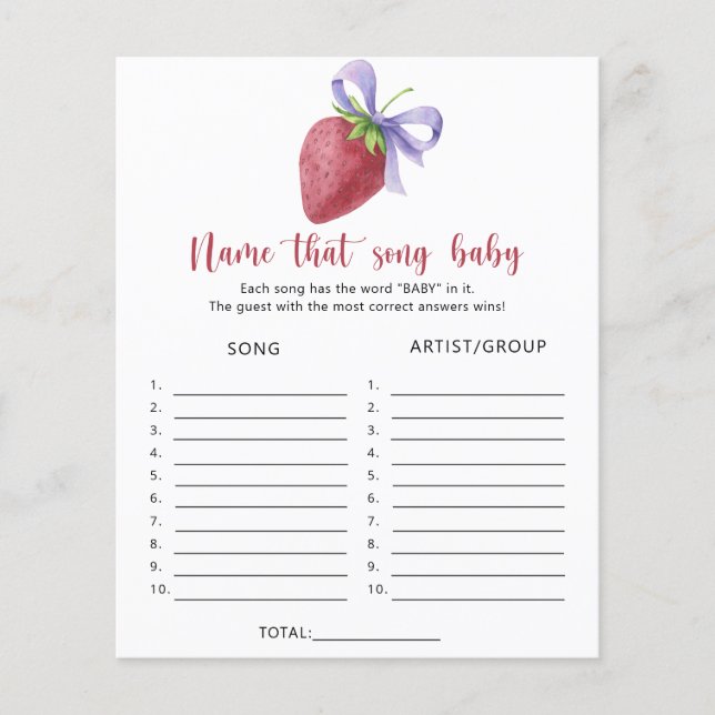 Lámina Fresa - Nombra esa canción del bebé (Anverso)