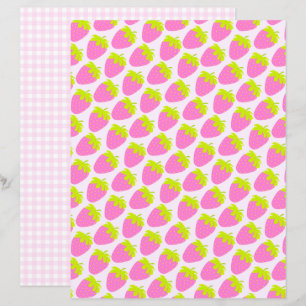 Lámina Fresa Pastel Rosa Gingham