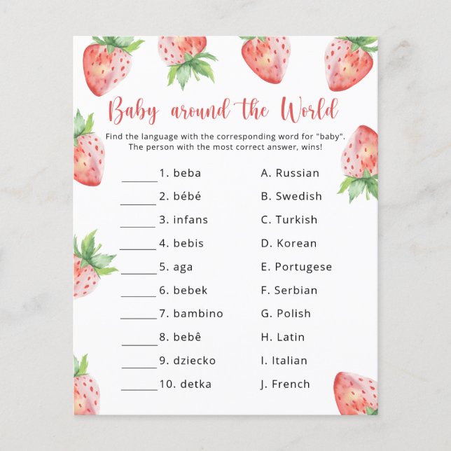 Lámina Fresas - Bebé en todo el mundo (Anverso)