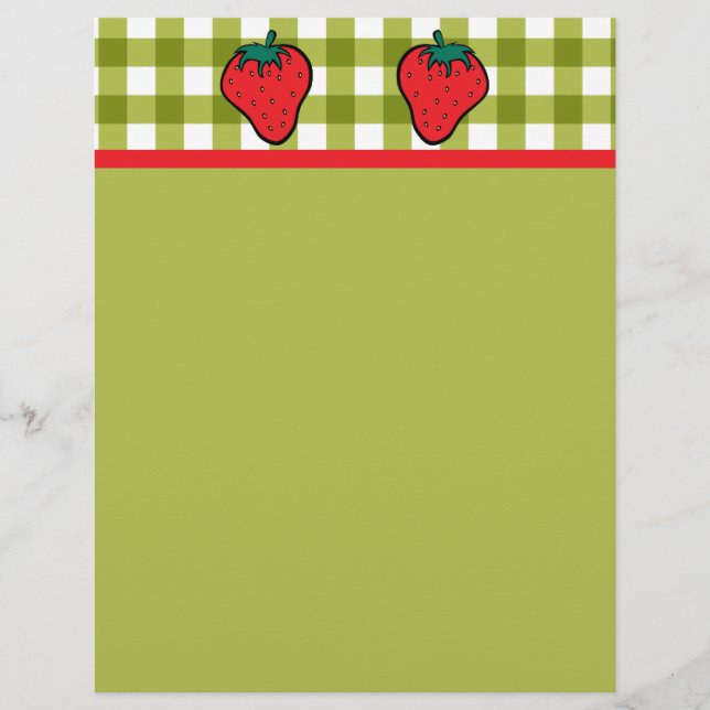 Lámina Fresas en Green Gingham (Anverso)