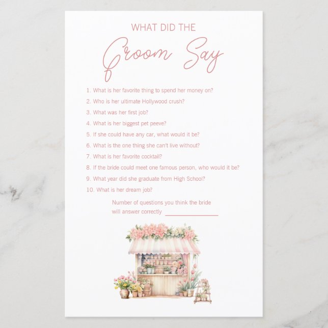 Lámina Fresh Off the Market Bridal Shower What Groom dice (Anverso)