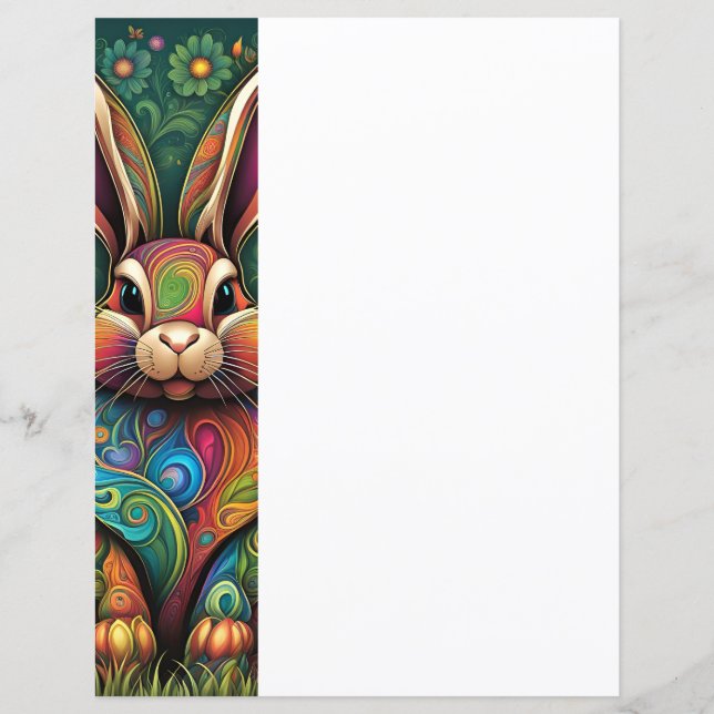 Lámina Frohe Ostern - Osterhase in Blumen 2 (Anverso)