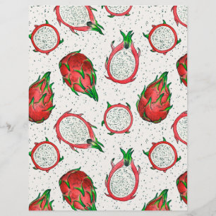 Lámina Fruta del dragón rojo en blanco roto