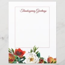 Frutos y flores Acción de Gracias Stationery