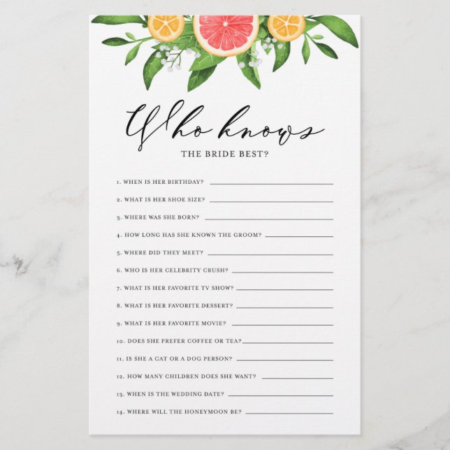 Lámina Frutos y Naranjas que conocen mejor a la novia (Anverso)