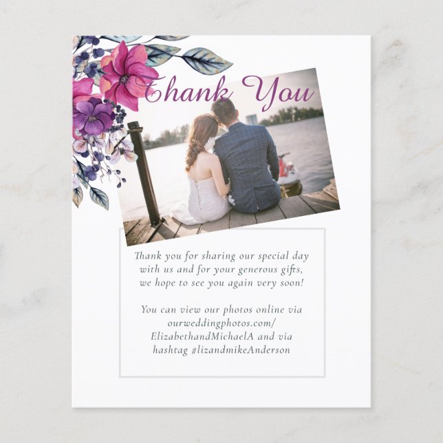 Lámina Fuchsia Dreams GRACIAS Boda DE FOTOS (Anverso)