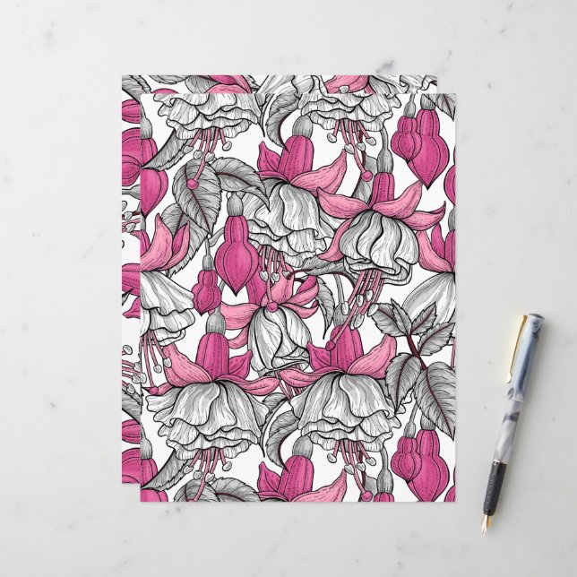 Lámina Fuchsia en blanco y rosa (Anverso/Reverso In Situ)