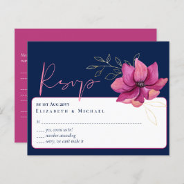 Lámina Fuchsia Pink Navy Blue Wedding RSVP