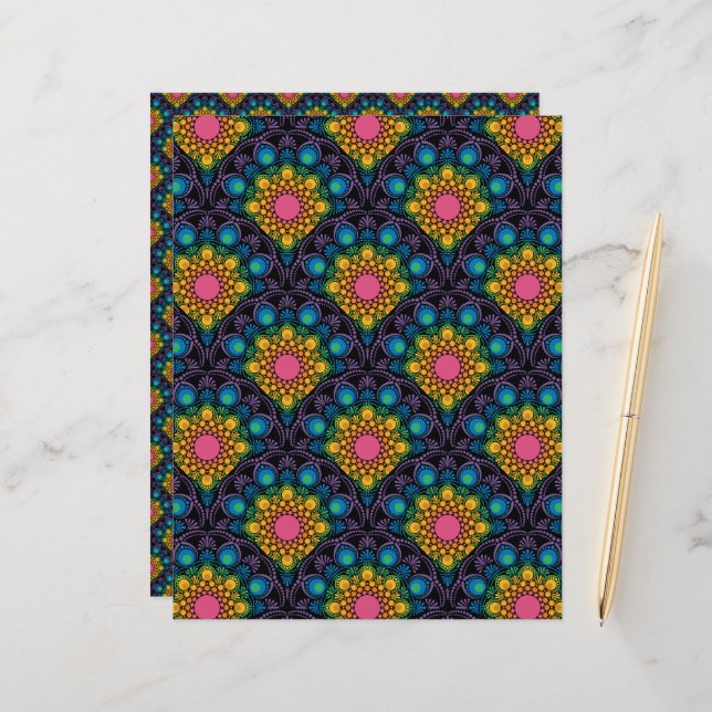 Lámina Fuente de arcoiris Floral Mandala Art Deco Vieira (Anverso/Reverso In Situ)