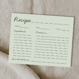 Lámina Fuente manuscrita Receta Verde Salvia para la Novi