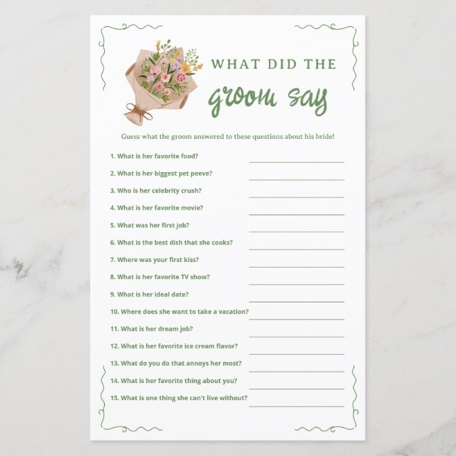 Lámina Fuera Del Mercado Qué Dijo El Groom De Juego (Anverso)