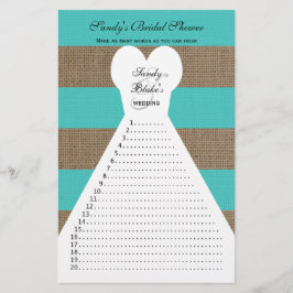 Lámina Fun Bridal Shower Word Juegos Turquesa