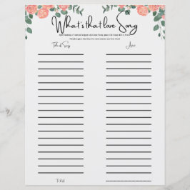 Lámina Fun floral Musical Bridal Shower Game