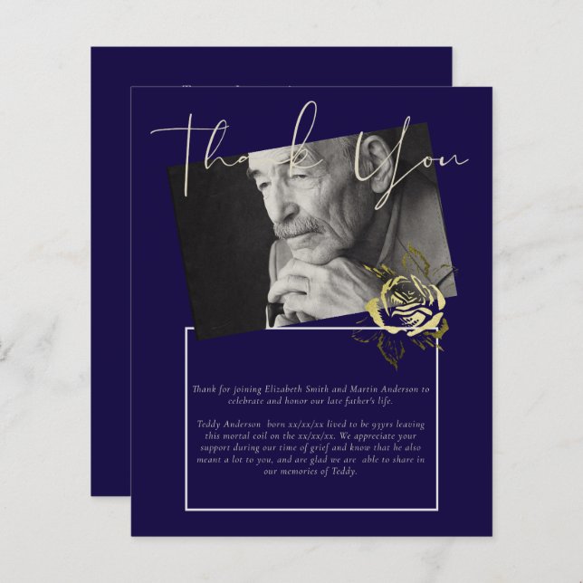 Lámina Funeral de BUDGET Gracias Foto Marina Oro Azul (Anverso / Reverso)