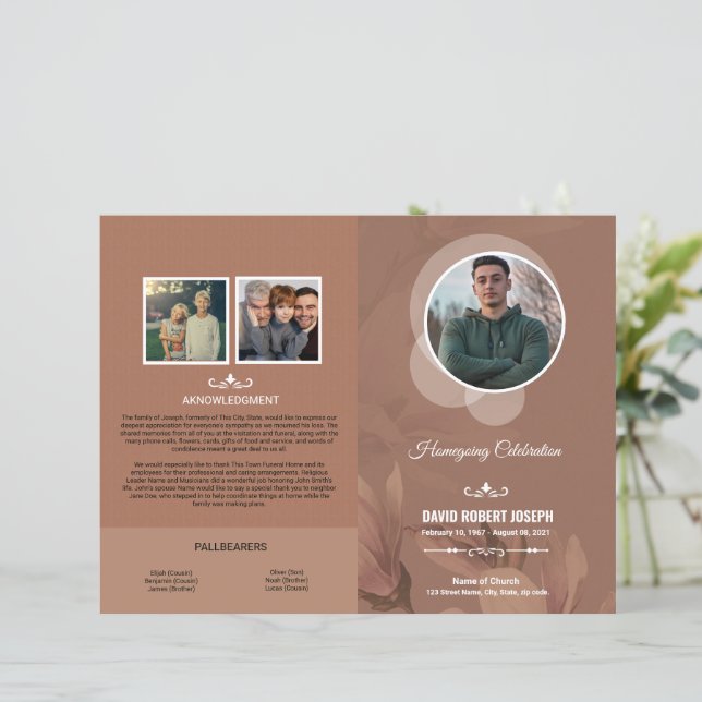 Lámina Funeral Program Template (Anverso de pie)