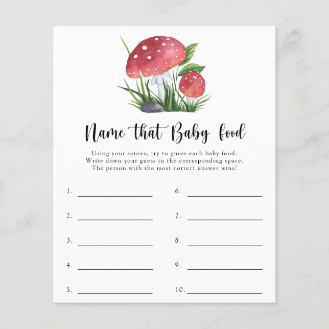 Lámina Fungi Baby Shower Nombre ese juego de comida para  (Anverso)