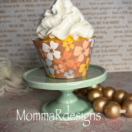 Lámina Funky pastel de flores marrón, pastelitos fiestas