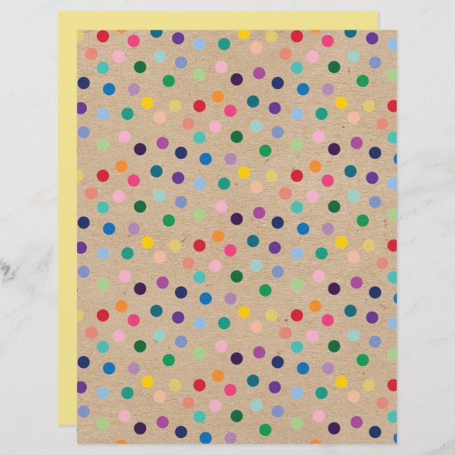 Lámina Funky Polkadots Faux Brown Kraft Papel para el lib (Anverso / Reverso)