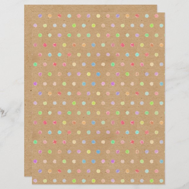 Lámina Funky Polkadots Faux Brown Kraft Papel para el lib (Anverso / Reverso)