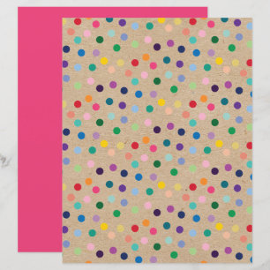 Lámina Funky Polkadots Faux Brown Kraft Papel para el lib