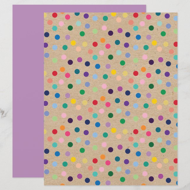 Lámina Funky Polkadots Faux Brown Kraft Papel para el lib (Anverso / Reverso)