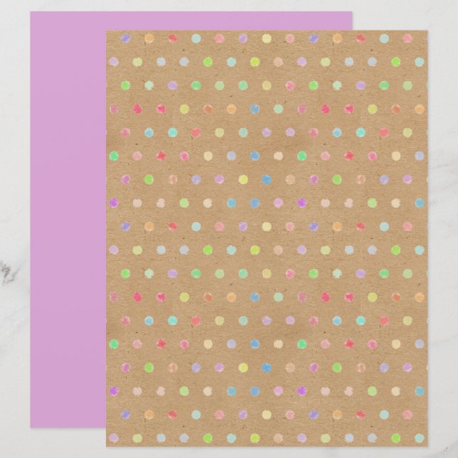 Lámina Funky Polkadots Faux Brown Kraft Papel para el lib (Anverso / Reverso)