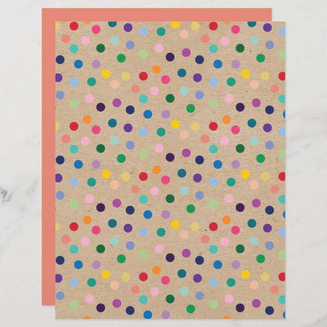 Lámina Funky Polkadots Faux Brown Kraft Papel para el lib (Anverso / Reverso)