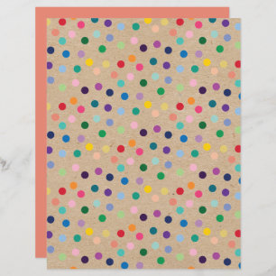 Lámina Funky Polkadots Faux Brown Kraft Papel para el lib