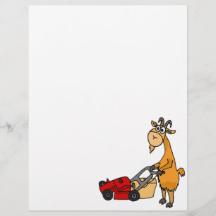 Lámina Funny Billy Goat Pushing Lawn Mower Personalizado